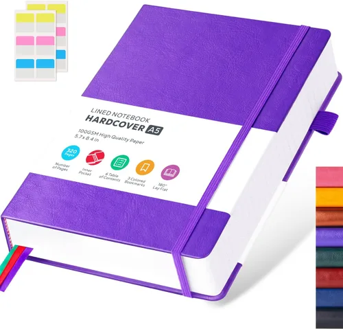 Vista 30 de FOCUS DAY Cuaderno de tapa dura 8.5 x 11, cuaderno de 320 páginas tamaño A4 grande para la universidad con líneas para la escuela y el trabajo, gran