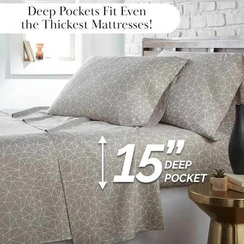 Vista 186 de Southshore Fine Living, Inc. Colección Winter Brush, juego de sábanas de 3 piezas para cama individual, sábana bajera con bolsillo profundo de 14