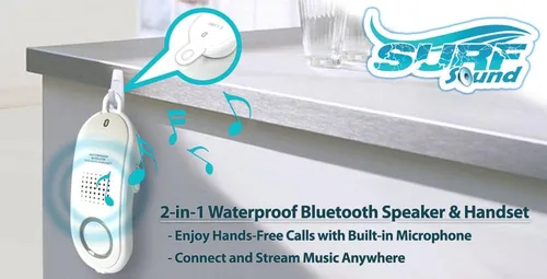 Vista 3 de Pyle Altavoz portátil inalámbrico a prueba de agua - Compatible con Bluetooth - Altavoz de ducha recargable para exteriores con micrófono - Cargador