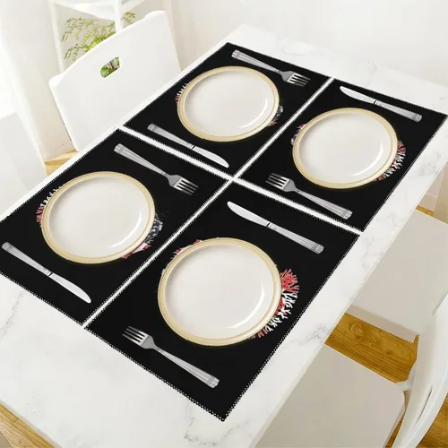 Vista 5 de America Grown with Canadian Roots Placemats Set of 6 Resistant Table Mats Washable Place Mats for Dinner Party Table Decoration