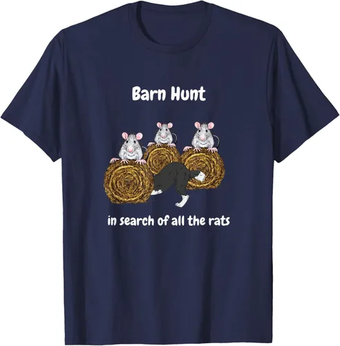 Vista 44 de Funny Barn Hunt - En busca de las ratas con Border Collie Camiseta, Negro