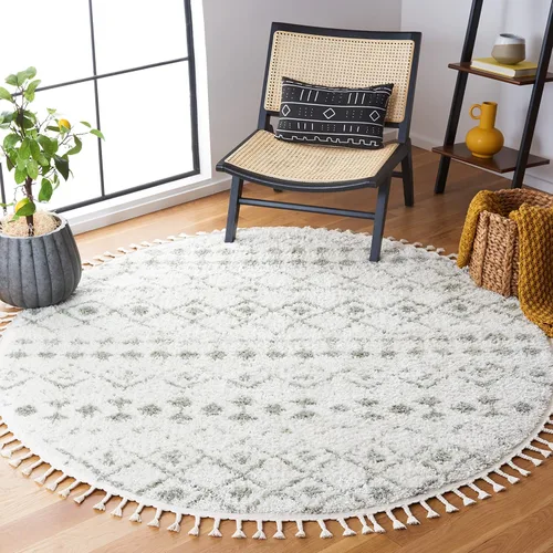 Vista 32 de SAFAVIEH Berber Fringe Shag Collection - Alfombra decorativa de 2 pies 2 pulgadas x 4 pies, color crema y gris oscuro, diseño que no desprende