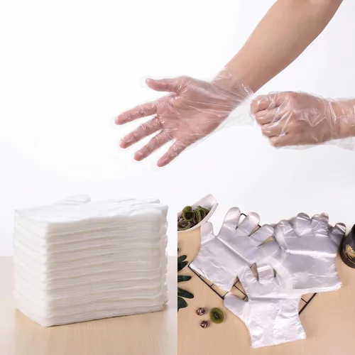 Vista 6 de HLIN 500/1500/6000 Count Disposable Clear Plastic Food Service Gloves - Powder-Free & Latex-Free for Cleaning & Cooking