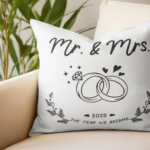 Vista 4 de Mr and Mrs - Fundas de almohada para regalos de boda de 18 x 18 pulgadas, regalos de boda para parejas 2025, recién casados, novios, regalos