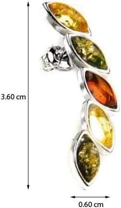 Vista 2 de Pendientes de plata de ley ámbar multicolor, Ámbar, Ámbar