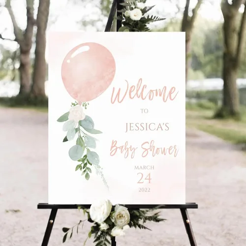 Vista 7 de Letrero de bienvenida para baby shower, globo de aire caliente, letreros de baby shower, letrero de bienvenida al baby shower, letrero personalizado
