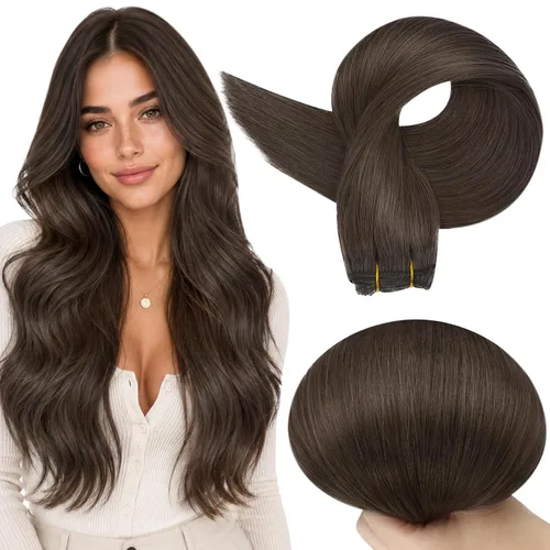 Vista 14 de Full Shine Extensiones de trama de cabello humano, cabello natural negro brillante, para mujeres, 1.76 oz (50 g), 10 pulgadas (25.4 cm), cabello