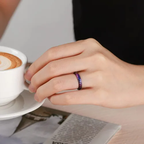 Vista 3 de Egnaro Anillo de silicona para mujer, anillos de goma finos y apilables, alianzas de boda para mujer, 0.098 pulgadas de ancho y 0.069 pulgadas