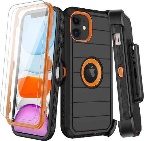 Vista 20 de KECAI Funda para iPhone 11 Pro con estuche de clip para cinturón, protector de pantalla integrado, resistente a prueba de golpes, protección contra
