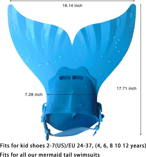 Vista 2 de GALLDEALS Monoaleta de sirena, aleta de natación para niños, niñas, niños, monoaleta de sirena para nadar