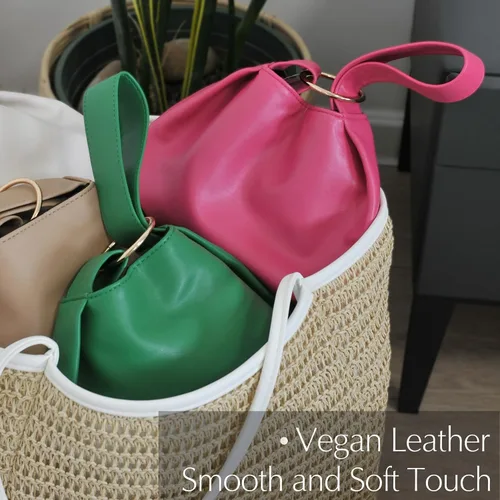 Vista 5 de Bolso de mano para mujer, de piel vegana, suave, con asa superior, bolso pequeño