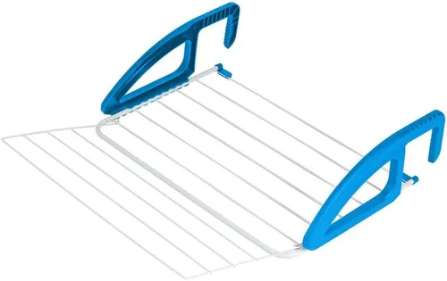 Vista 4 de Metaltex Bries - Aireador de lavandería con ala plegable, revestimiento epotherm, azul, blanco