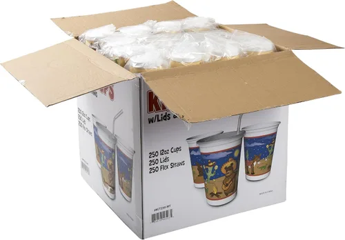 Vista 5 de AmerCare Vasos térmicos de temática mexicana de 12 onzas con pajitas y tapas, caja de 250
