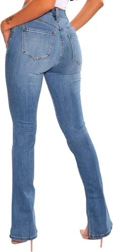 Vista 2 de ZERMOM Women's Skinny Ripped Jeans Stretch Mid Rise Destroyed Distressed Denim Pants