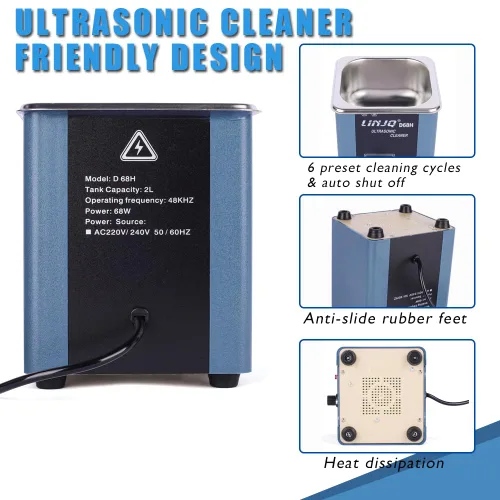 Vista 6 de Máquina de limpieza ultrasónica profesional de 67.6 fl oz con temporizador, máquina de limpieza ultrasónica para gafas, anillos, aretes, collares