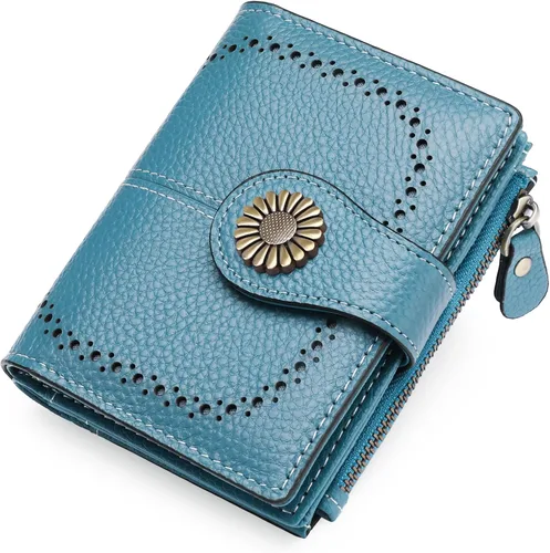 Vista 7 de SENDEFN Carteras pequeñas para mujer, con bloqueo RFID, de cuero, plegable, tarjetero con ventana de identificación, Pequeña