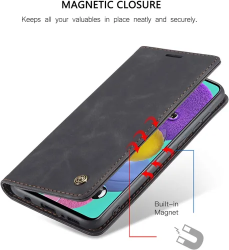 Vista 4 de Funda tipo cartera para Samsung Galaxy A51 4G, con soporte magnético, funda protectora de cuero estilo libro, duradera, a prueba de golpes