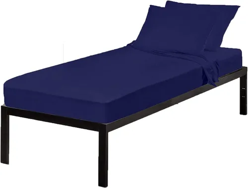 Vista 7 de Gilbins Juego de sábanas de algodón extra largas de 4 piezas para dormitorio universitario (azul cielo)