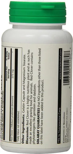 Vista 3 de Solaray Flor de trébol rojo, tapa vegetal (Btl-plástico) 375mg 100ct