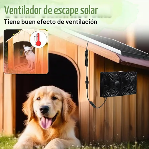 Vista 5 de Glooglitter Kit de ventilador de panel solar, impermeables, paneles de 15 W, 2 unidades, ventilador sin escobillas de CC de alta velocidad