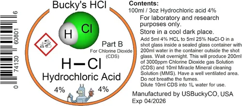 Vista 2 de Solución de dióxido de cloro Kit CDS 3.4 fl oz de ácido clorhídrico 4% (HCl): 3.4 fl oz de clorito de sodio 25%