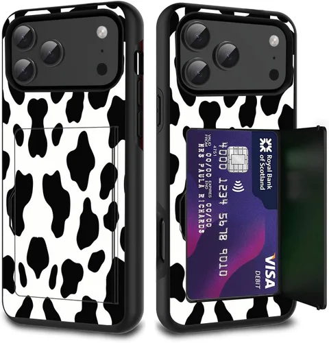 Vista 21 de Funda para tarjetas de crédito, doble capa híbrida a prueba de golpes, protección contra caídas con función atril para iPhone 17 de 6.3 pulgadas