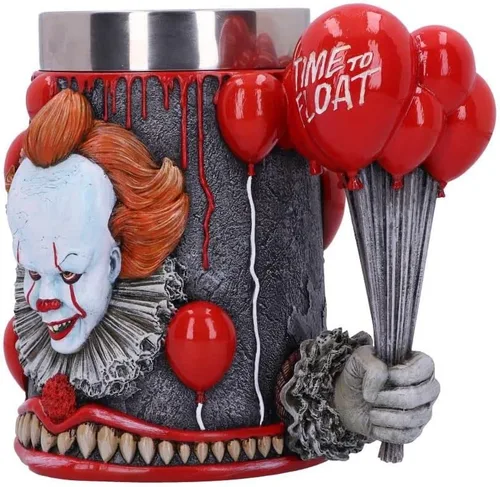 Vista 6 de Nemesis Now IT Pennywise - Jarra de payaso, resina pintada a mano, hora de flotar, mercancía de película de terror, mango de globos rojos, 6.1 in