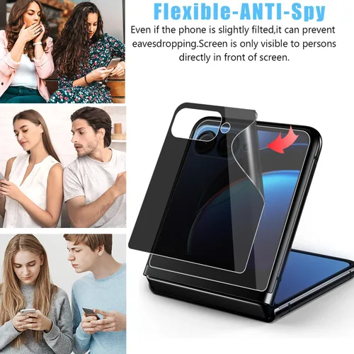 Vista 3 de Protector de pantalla de privacidad para Motorola Razr 40 Ultra (2023) [2 unidades] Protector de pantalla de privacidad rWith [2 unidades] Protector