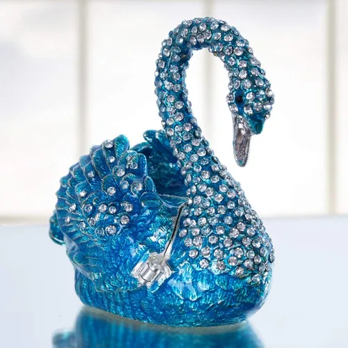 Vista 3 de YU FENG Caja de joyería de animales de cisne azul 2pcs