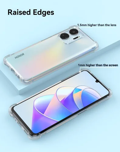 Vista 4 de USTIYA Funda para Honor X7A Clear TPU Cuatro Esquinas Cubierta Protectora Transparente Suave