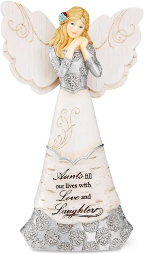 Vista 21 de Figura de ángel amigo de Elements de Pavilion, de 8 pulgadas, sosteniendo una mariposa, con inscripción "Los amigos son regalos para siempre