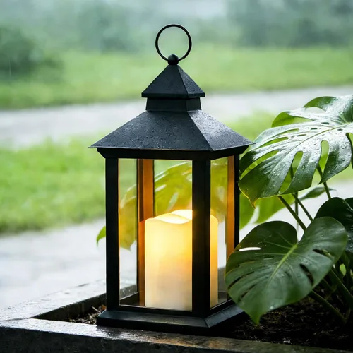 Vista 6 de JOIONE Black Decorative Candle Lanterns, 2 Packs 14" Waterproof Porch Decor Transparente 2