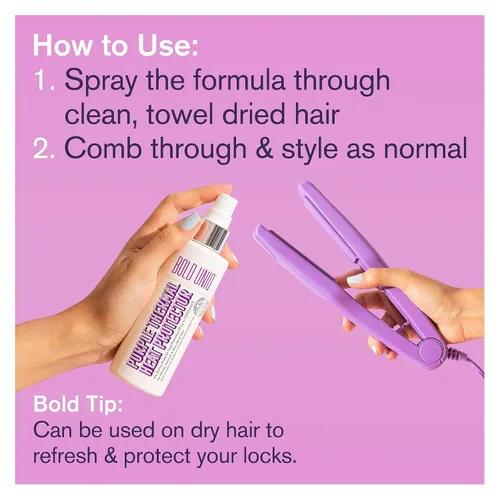 Vista 7 de Spray protector de calor formulado para cabello rubio, platino, ceniza y plata/gris. Fórmula profesional de protección térmica que minimiza