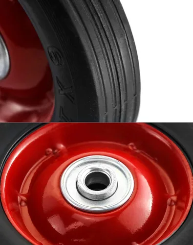 Vista 3 de QWORK Paquete de 2 ruedas de goma premium de 15.2 cm x 3.8 cm, eje de 1.3 cm, rueda de carro de carga con rodamiento de bolas, capacidad de hasta