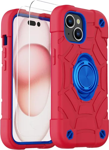 Vista 33 de KCJ Funda para iPhone SE 2022/2020, iPhone 8/7/6/6S, con [2×Protectores de Pantalla][Soporte de Anillo] Silicona Suave+PC Duro Protección Completa