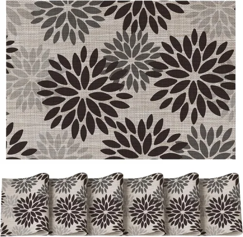 Vista 16 de Artoid Mode - Juego de 4 manteles individuales de vinilo con diseño floral, resistentes al calor, lavables, antideslizantes, de PVC, para decoración