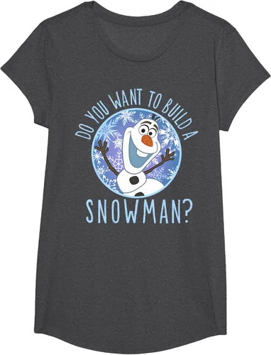 Vista 35 de Disney Camiseta Frozen Olaf con texto en inglés "Do You Want to Build A Snowman Negro