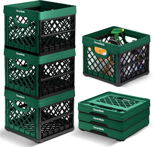 Vista 9 de CleverMade - Cajas de leche plegables para almacenamiento, 25 L, 1 paquete, 50 libras, color rojo