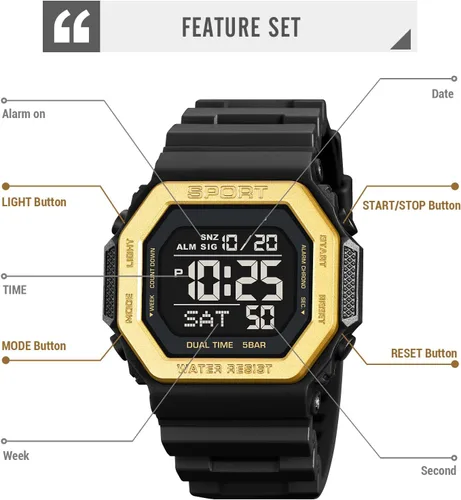 Vista 6 de PASOY Relojes de moda para hombres y mujeres unisex verano digital retroiluminación casual impermeable deportes al aire libre natación colorido