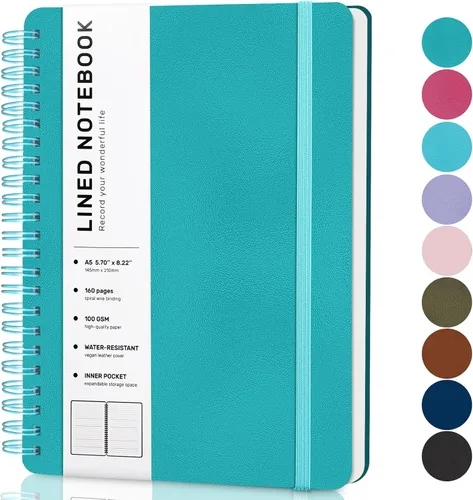 Vista 15 de Cuaderno rayado en espiral, cuaderno en espiral A4, 8.5 x 11 pulgadas, papel grueso de 100 GSM, cuadernos de diario encuadernados en espiral