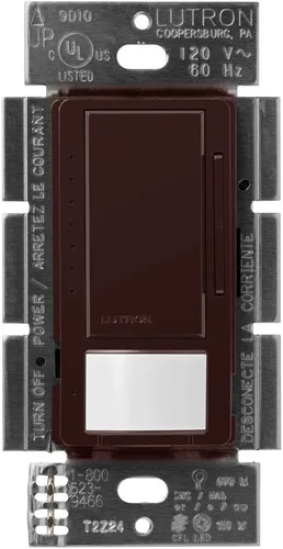 Vista 14 de Lutron Maestro Interruptor regulador con sensor de movimiento para baño, garaje, lavandería y armario, sensor de ocupación y ausencia