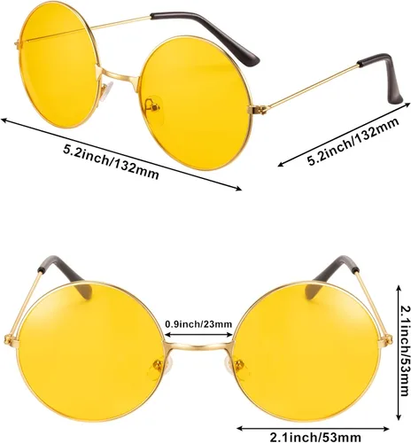 Vista 2 de 12 pares de gafas de sol hippie de los años 60 y 70 para mujeres y hombres gafas hippie retro lentes redondas lentes tintadas paquete de gafas