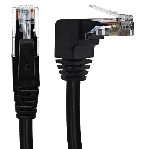 Vista 9 de Cable Ethernet Cat 6 de 90 grados en ángulo izquierdo, 3.3 pies, cable de conexión de red RJ45 en ángulo abajo/arriba/derecho/izquierdo, cable