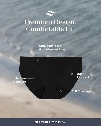 Vista 5 de saalt Comfort Modal Bikini Period Underwear - Regular & Super Absorbency - Keeps You Dry from All Leaks