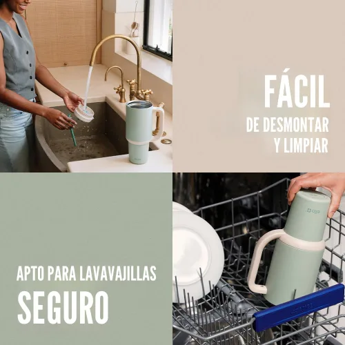 Vista 7 de Ello Oasis Vaso de 24 oz con asa y popote retráctil Taza reutilizable de acero inoxidable aislada 100% a prueba de fugas, regalos