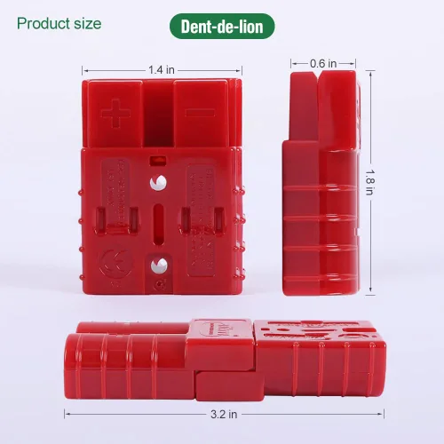 Vista 5 de Conector de batería de 600 V, 50 A, 50 amperios, conexión rápida, enchufe para automóvil, furgoneta, motocicleta (rojo)