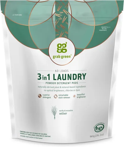Vista 20 de Grab Green Cápsulas de detergente 3 en 1, 24 unidades, sin fragancia, a base de plantas y minerales, poder de limpieza superior, removedor