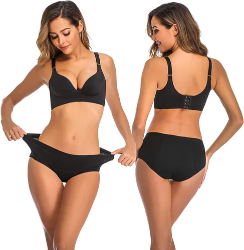 Vista 5 de OLIKEME Ropa interior para el período menstrual para mujer, cintura media, algodón, posparto, bragas para mujer, Multi