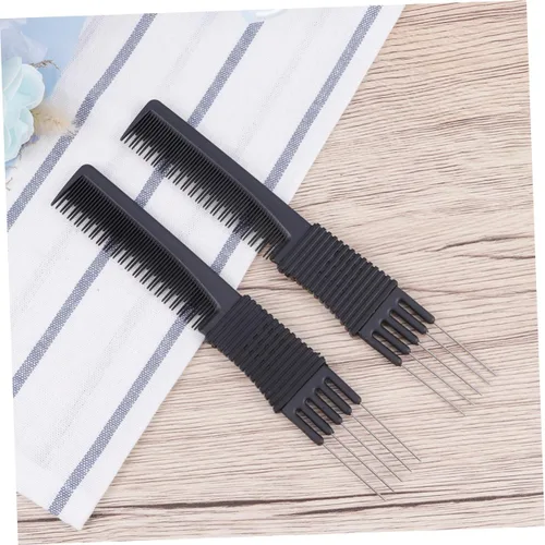 Vista 2 de Peine de acero inoxidable con punta de metal, peine para peinar el cabello, peine de elevación para el cabello, peine de elevación de pelo, peine