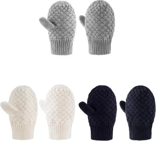 Vista 43 de Guantes de punto para bebés, niños y niñas, guantes de invierno para recién nacidos, guantes de 0 a 3 años